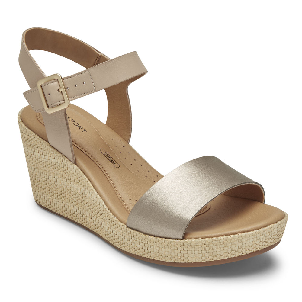 Rockport Sandals For Womens Silver - Lyla Ankle-Strap - HV8397410